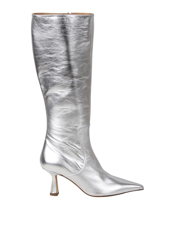 AEYDE: boots - Metallic knee-high boots