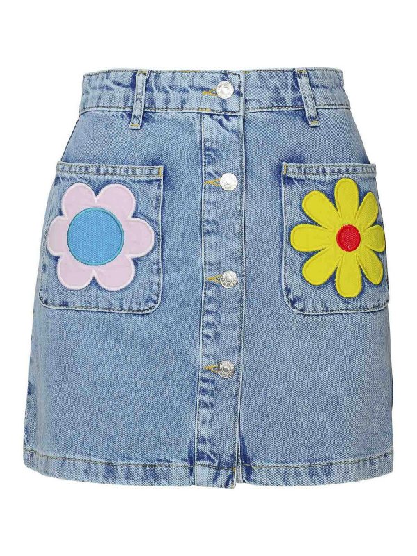 MOSCHINO: mini skirts - Patterned denim skirt