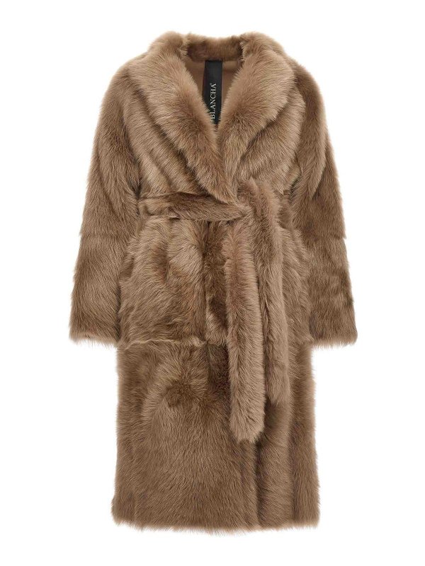 Blancha: 毛皮＆シアリングコート - 毛皮/ムートンコート - ブラウン