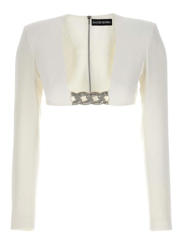 DAVID KOMA: Tops & Tank tops - Top 3d crystsal chain and square neck