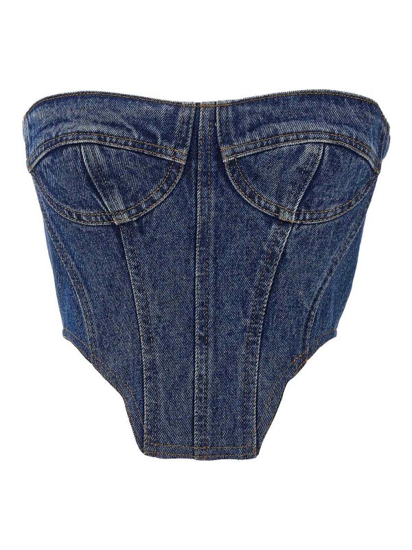 DAVID KOMA: Tops & Tank tops - Denim bustier top