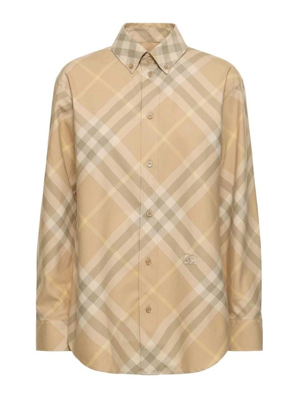 BURBERRY: shirts - Check Cotton Shirt Organic Cotton