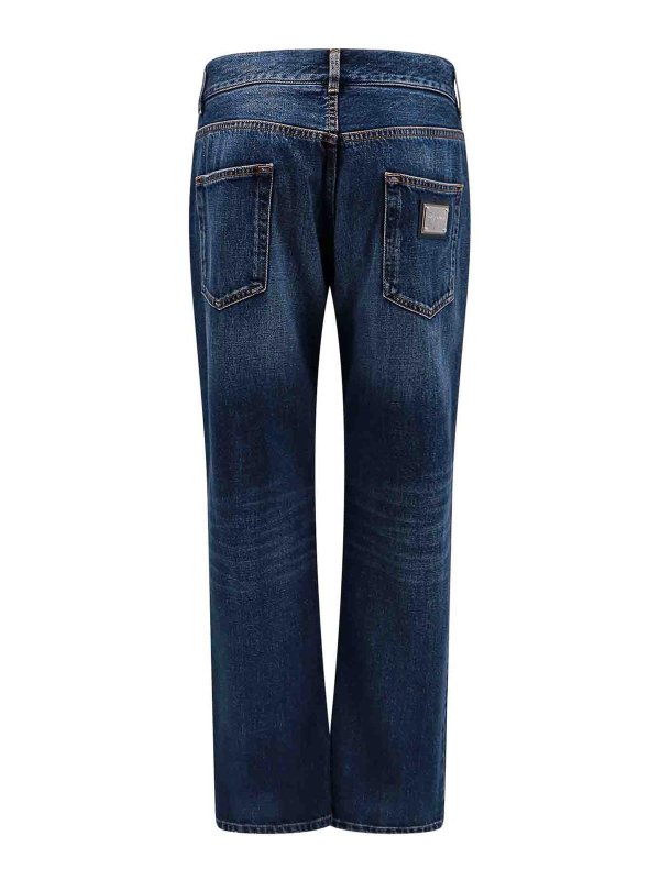 DOLCE & GABBANA: bootcut jeans online - Cotton jeans with back logo patch