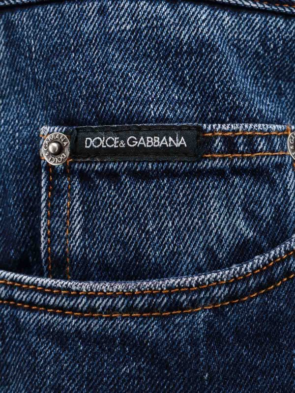 The Best Shops DOLCE & GABBANA: bootcut jeans - Cotton jeans with back logo patch