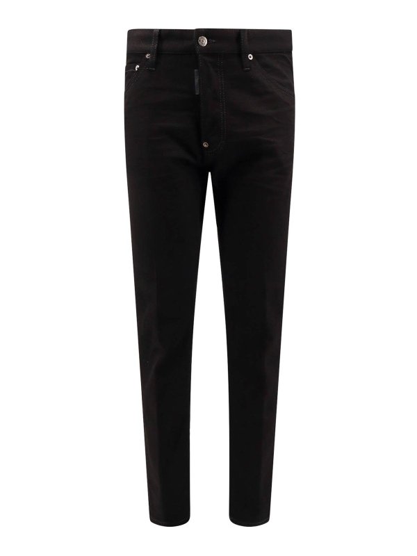 DSQUARED2: casual trousers - Cotton trouser with back logo patch