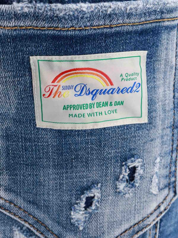 The Best Shops DSQUARED2: jeans bootcut - Tag Logo Multicolor Effetto Destroyed Jeans
