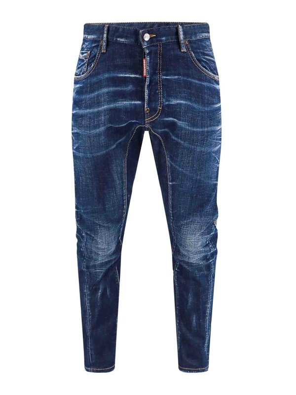 DSQUARED2: bootcut jeans - Stretch cotton jeans with logo patch