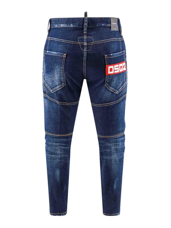 DSQUARED2: bootcut jeans online - Stretch cotton jeans with logo patch