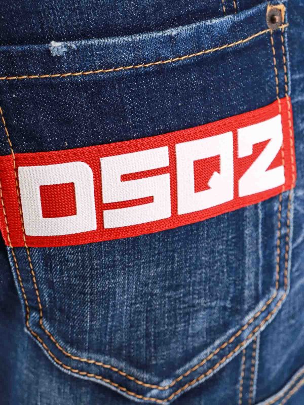 The Best Shops DSQUARED2: bootcut jeans - Stretch cotton jeans with logo patch