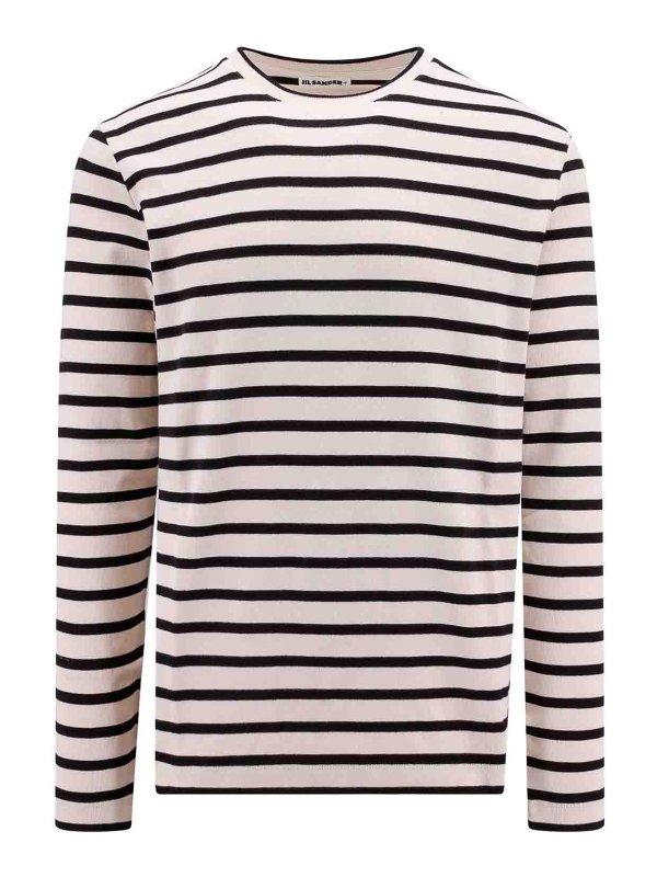 JIL SANDER: Sweatshirts & Sweaters - Cotton sweatshirt with striped motif