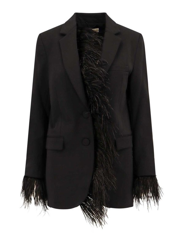 MICHAEL KORS: giacche blazer - Blazer in jersey con dettaglio piume