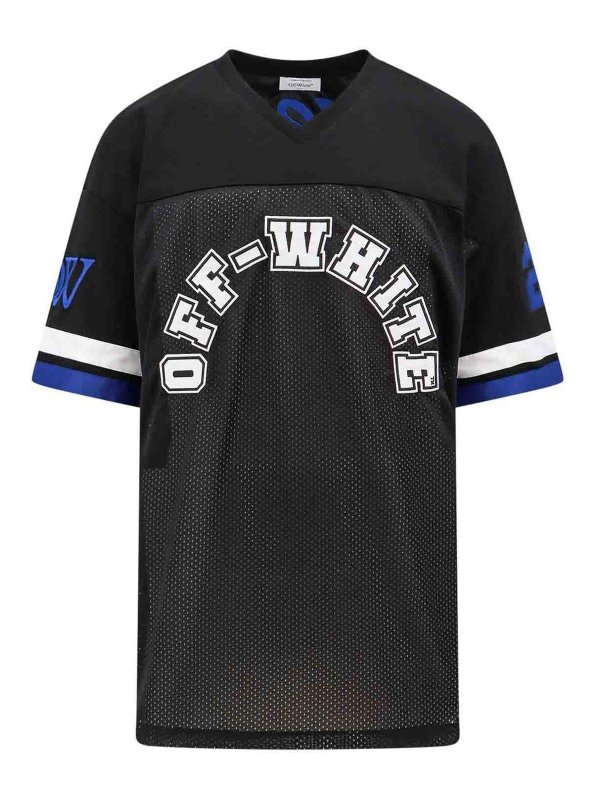 OFF-WHITE: t-shirts - Baseball mesh t-shirt with frontal logo