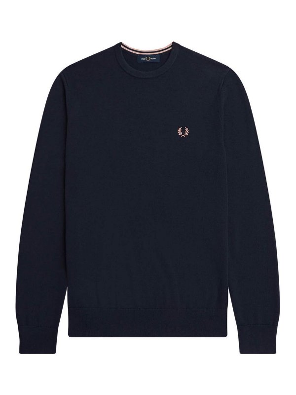 FRED PERRY: Strickpullover mit Rundhalsausschnitt - Rundhalspullover - Blau