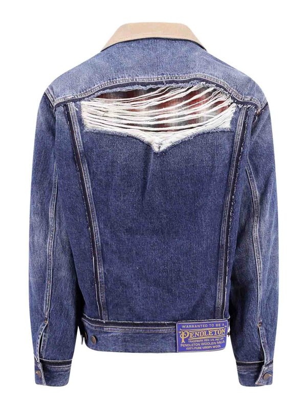 Maison Margiela: casual jackets online - Denim jacket with destroyed effect