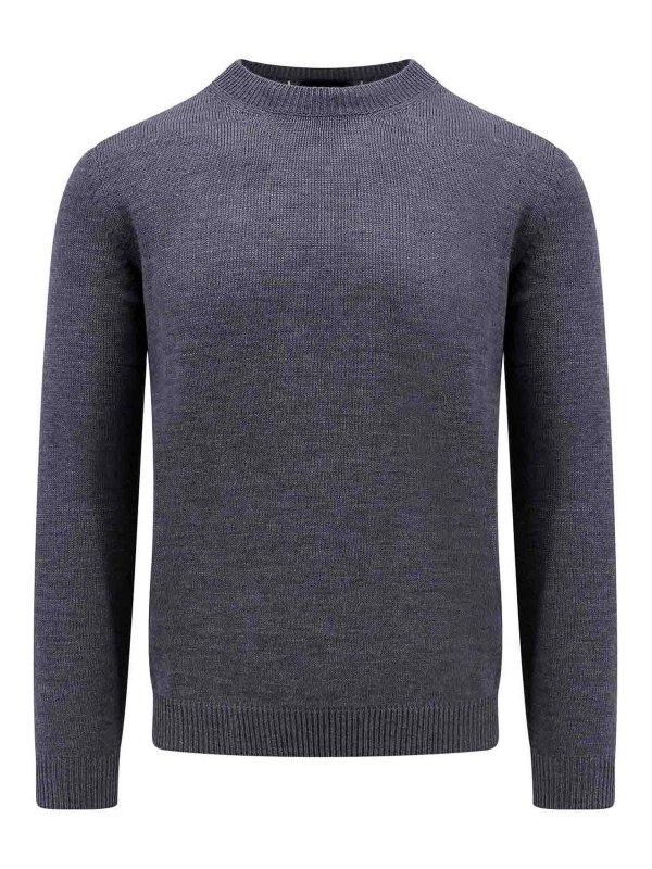 ROBERTO COLLINA: Strickpullover mit Rundhalsausschnitt - Rundhalspullover - Grau