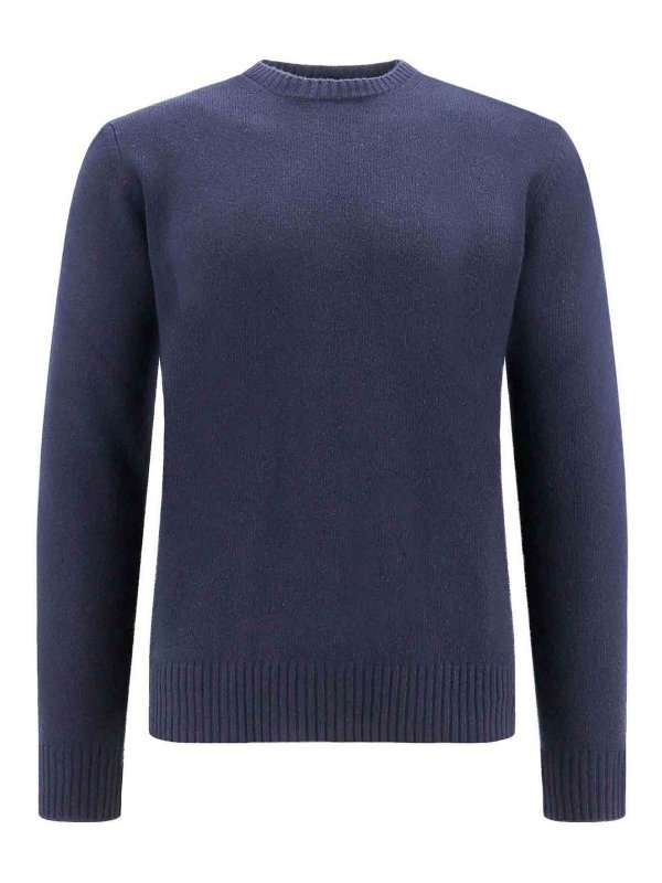 ROBERTO COLLINA: Strickpullover mit Rundhalsausschnitt - Rundhalspullover - Blau