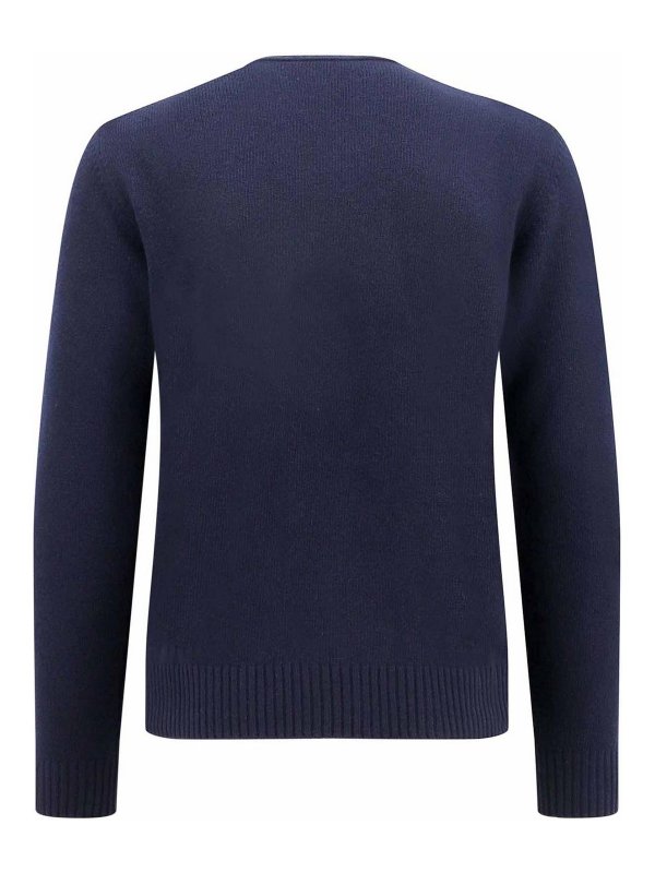 ROBERTO COLLINA: Strickpullover mit Rundhalsausschnitt online - Rundhalspullover - Blau