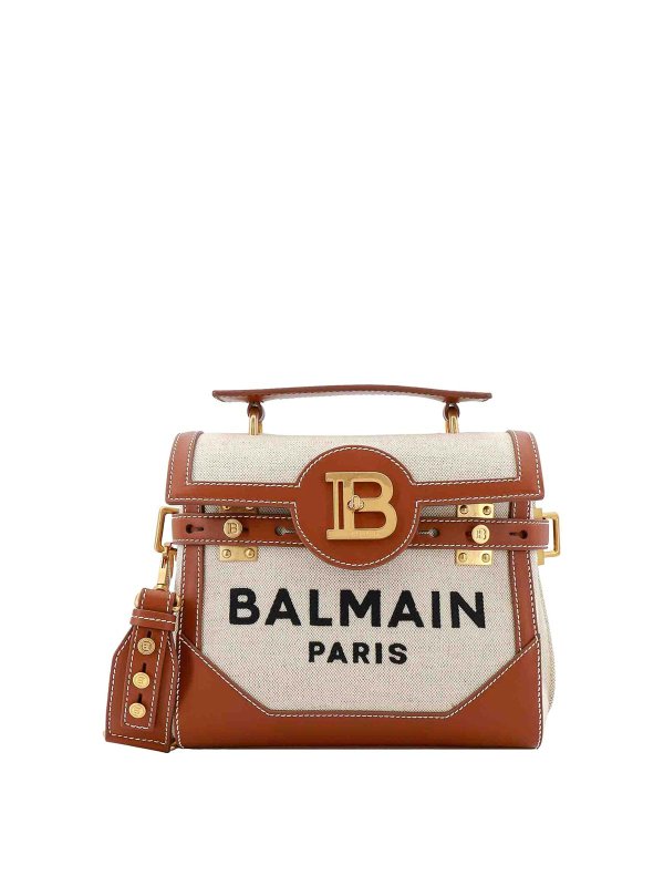 Balmain: Schultertaschen - Schultertasche - Beige
