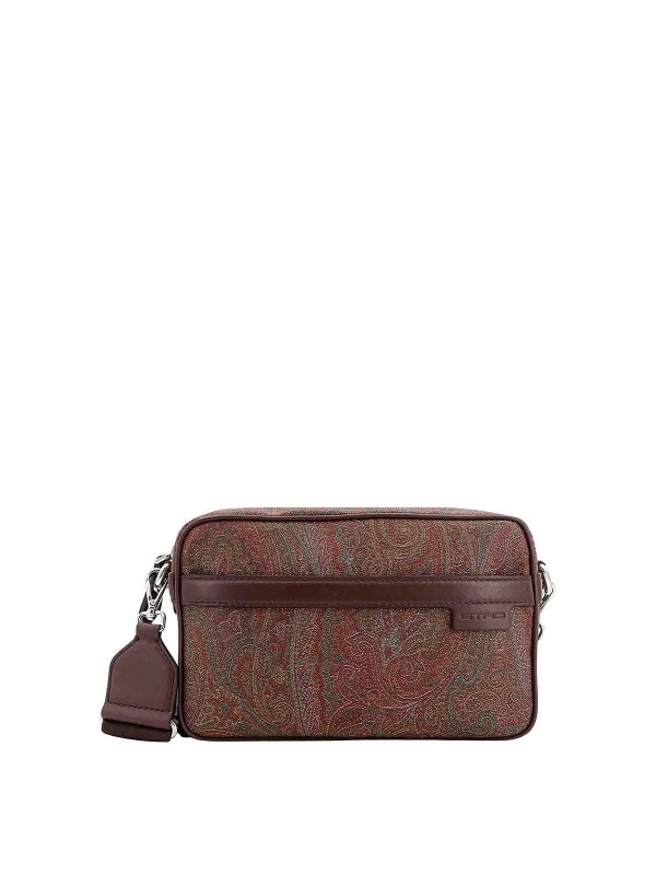 ETRO: cross body bags - Coated Canvas Leather Bag Paisley Motif