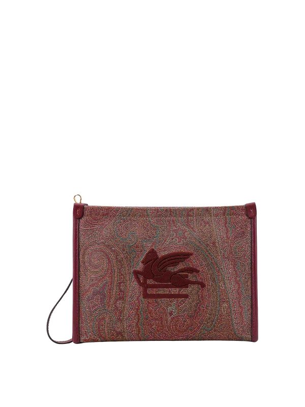 ETRO: clutches - Coated canvas clutch with paisley motif