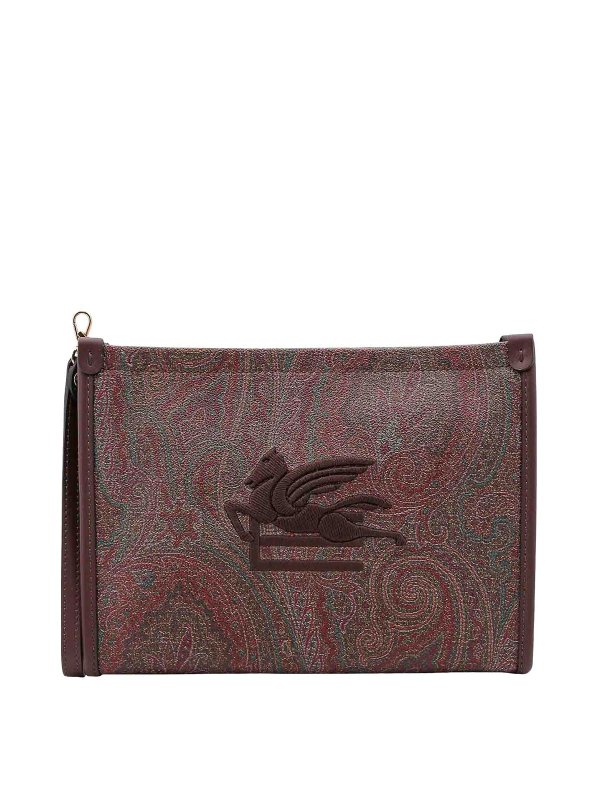 ETRO: clutches - Coated canvas clutch with pailsey motif