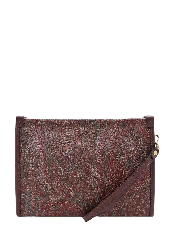 ETRO: clutches online - Coated canvas clutch with pailsey motif