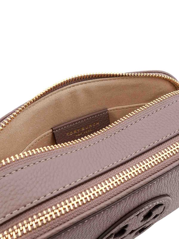 Leather shoulder bag with frontal logo shop online: TORY BURCH