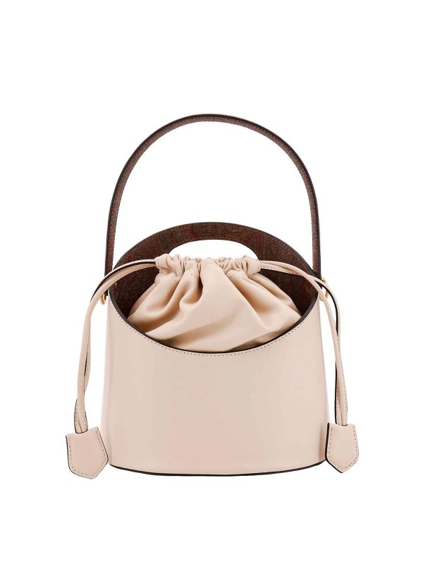 ETRO: Bucket bags - Leather bucket bag with paisley detail
