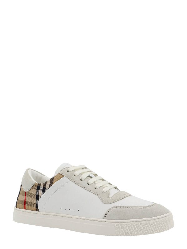 BURBERRY: trainers online - Leather and suede sneakers