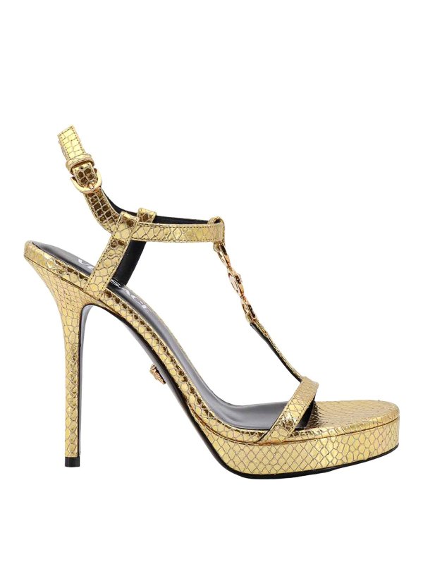 VERSACE: sandals - Leather sandals with croco print