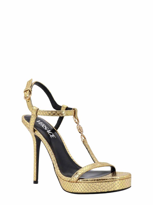 VERSACE: sandals online - Leather sandals with croco print