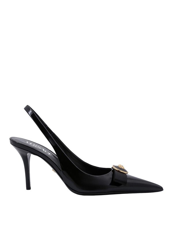 VERSACE: court shoes - Patent Leather Slingback Gianni Bow