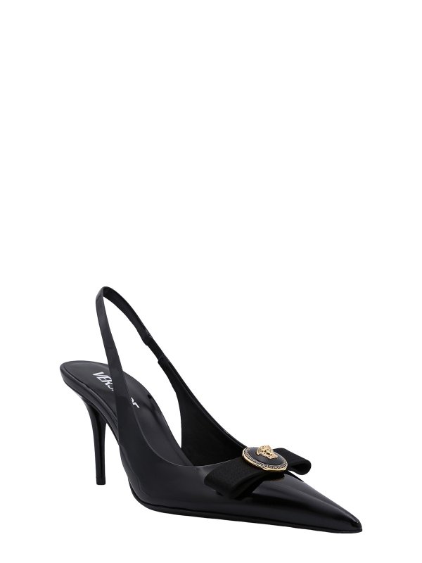 VERSACE: court shoes online - Patent Leather Slingback Gianni Bow