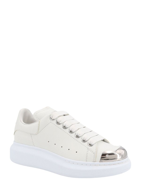 ALEXANDER MCQUEEN: trainers online - Leather sneakers with metal toe