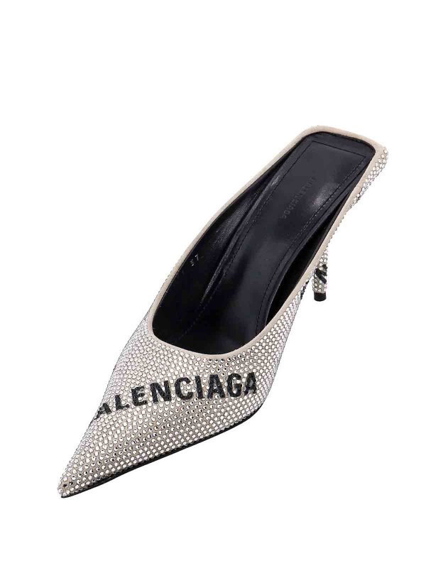 Suede mule with all-over rhinestones shop online: BALENCIAGA