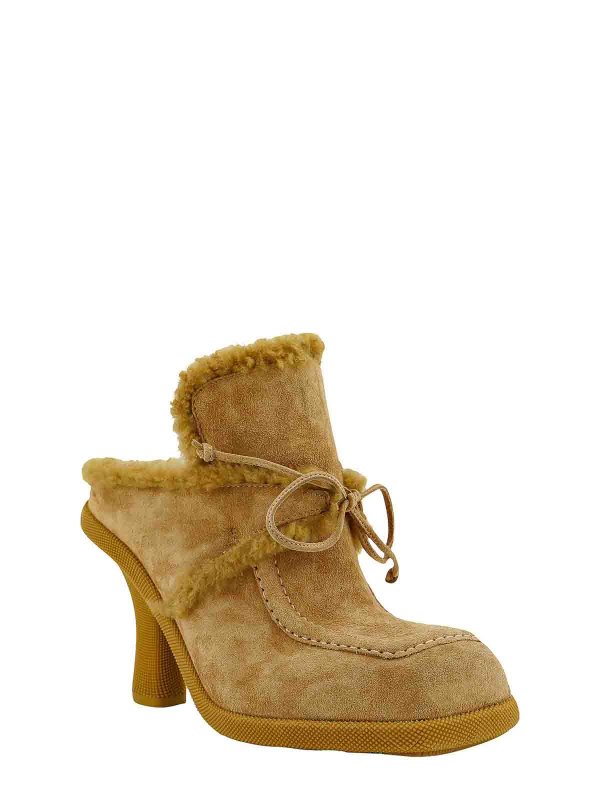 BURBERRY: mules shoes online - Suede Mule Equestrian Knight Patch