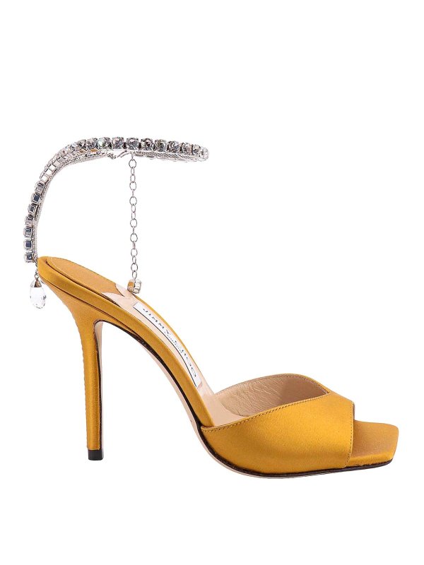 JIMMY CHOO: sandals - Satin sandals with rhinestone detail