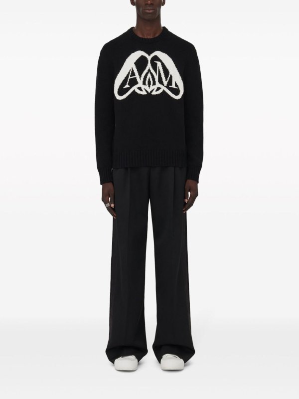 The Best Shops ALEXANDER MCQUEEN: Strickpullover mit Rundhalsausschnitt - Rundhalspullover - Schwarz