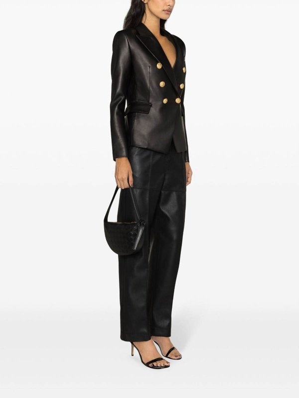 The Best Shops Balmain: レザージャケット - ブレザー - 黒