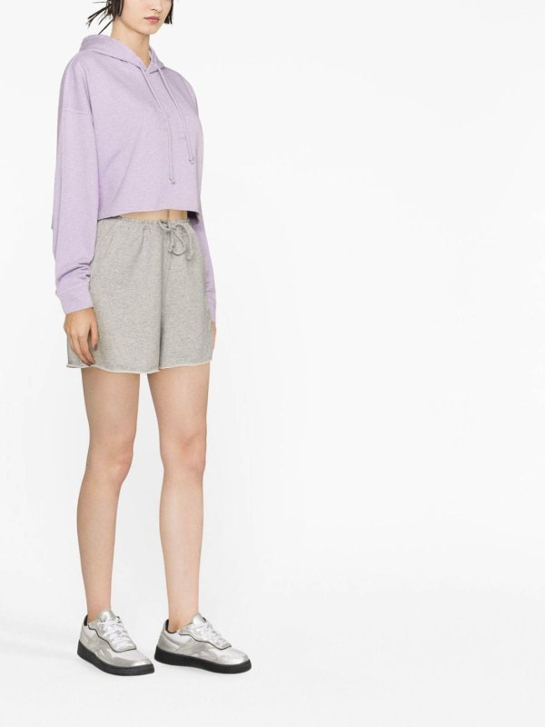 GANNI: pantaloni shorts online - Shorts in felpa di cotone biologico