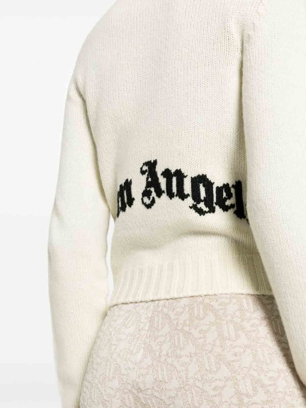 Palm Angels: maglia collo rotondo online - Girocollo in misto lana logata