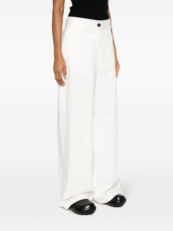 The Best Shops JIL SANDER: casual trousers - Wide-leg cotton trousers