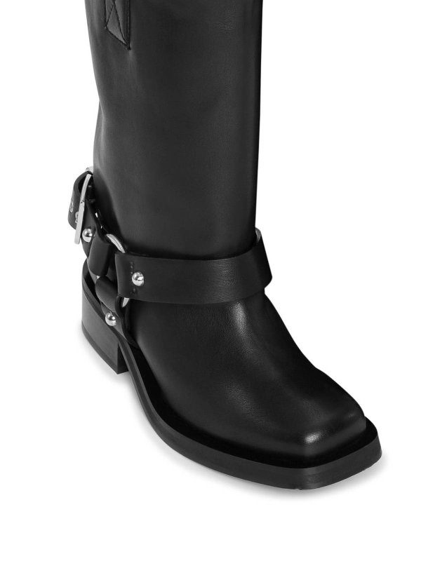 GANNI: boots online - Leather tubular biker boots