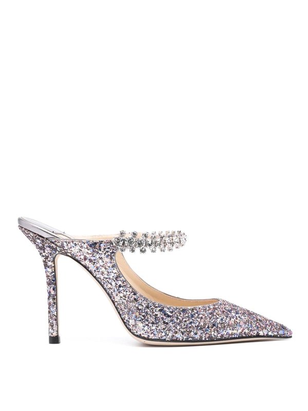 JIMMY CHOO: sabot - Sabot con tacco glitter