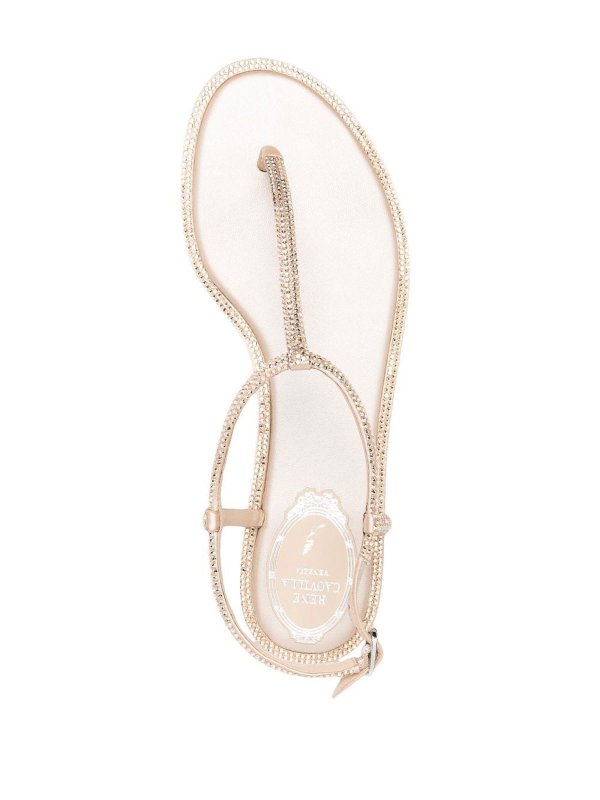 Diana satin flat thongs shop online: RENE CAOVILLA