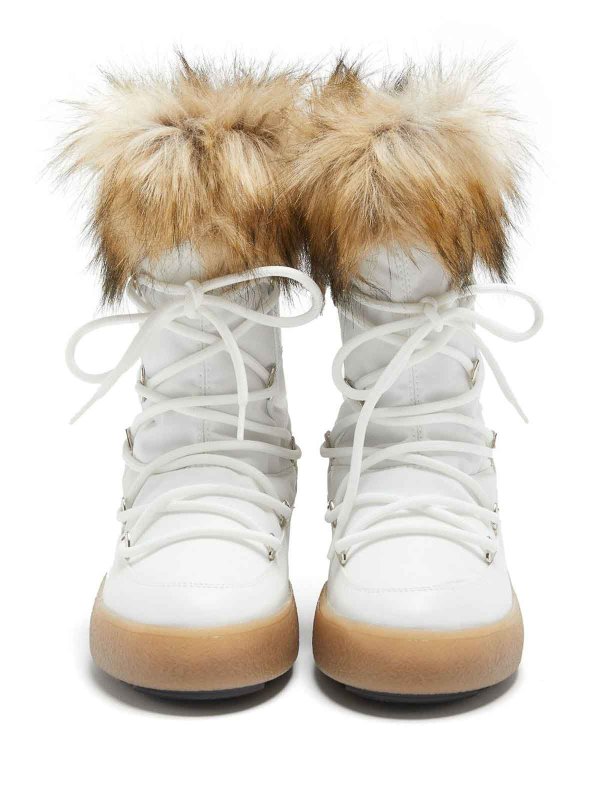 【MOON BOOT】ホワイト フェイクファー スノーブーツ24.5㎝ MOON BOOT】ホワイト フェイクファー スノーブーツ24.5㎝ ICON WHITE