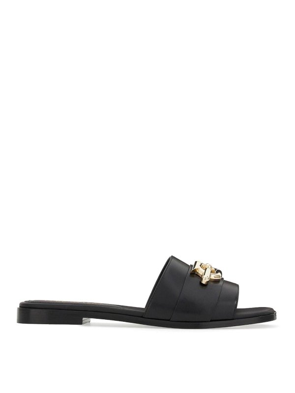 SALVATORE FERRAGAMO: sandals - Gancio leather flat sandals