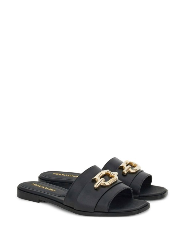 The Best Shops SALVATORE FERRAGAMO: sandals - Gancio leather flat sandals