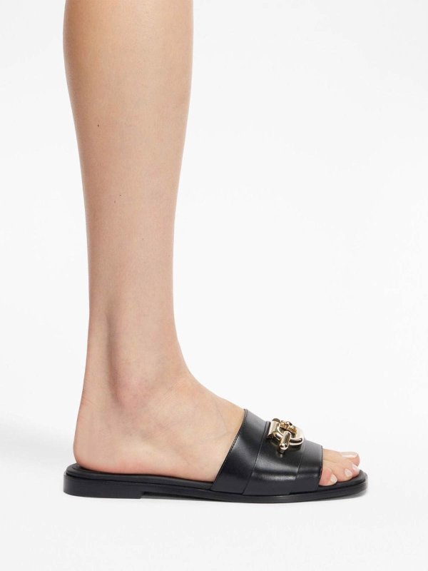 Gancio leather flat sandals shop online: SALVATORE FERRAGAMO
