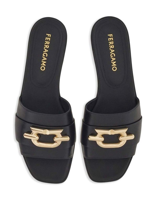 SALVATORE FERRAGAMO buy online Gancio leather flat sandals